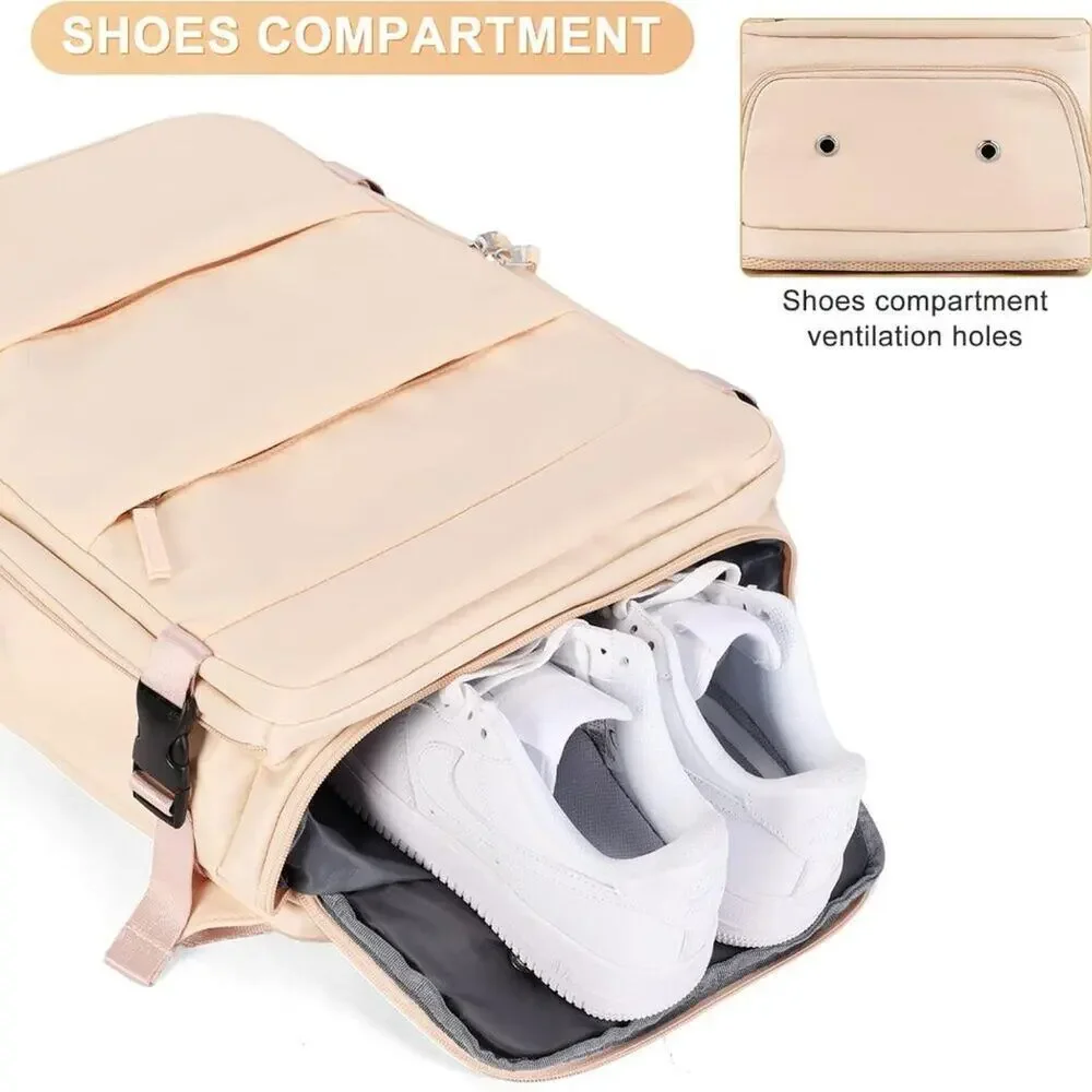 Boutique Beige Cream Travel Multi Compartment Carry‎ On Backpack
